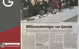 Artikelbild Zeitungsartikel WAZ Essen zum Millionenprozess am Essener Landgericht 2019
