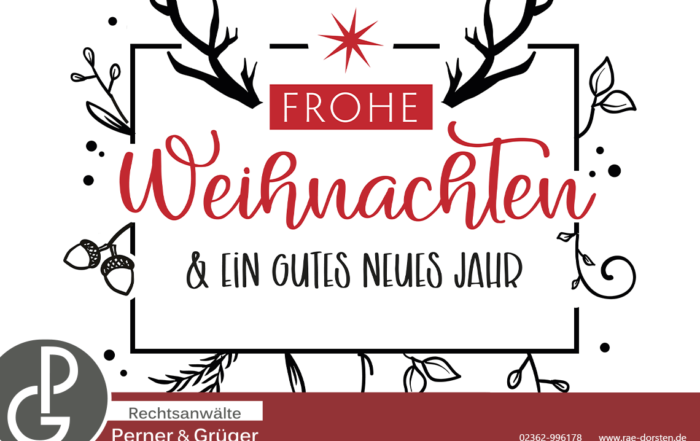 Frohe Weihnachten wünscht die Kanzlei Perner & Grüger aus Dorsten